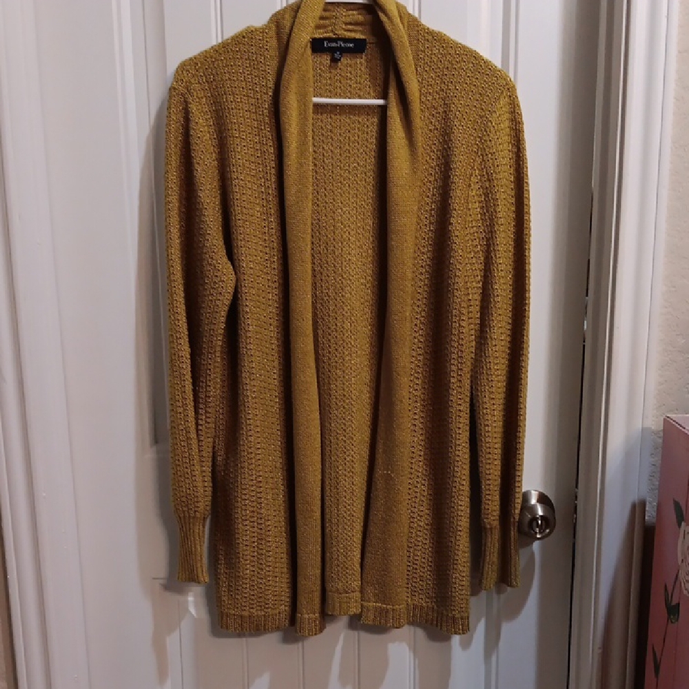 Evan Picone Women's Mustard Open-Front Cardigan